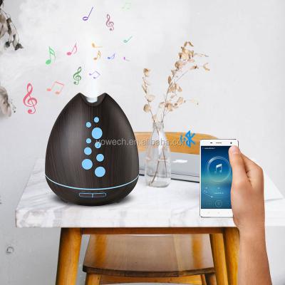 China With Bluetooth Speaker Hot Selling Innovative Wooden Grain Night Light Music Essential Oil Aroma Diffuser Air Humidifier with Music Speaker for Home for sale