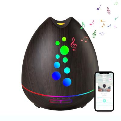 China Hotel Wholesale New Music Speaker Wooden Grain Essential Oil Diffuser Aroma Diffuser Air Humidifier 400ml With Remote Control With Logo for sale