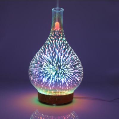 China 3D Humidification Essential Oil Aroma Diffuser 7 LED Color Night Light Lamp Glass Bottle Changeable Colors LED Light Party Humidifier for sale