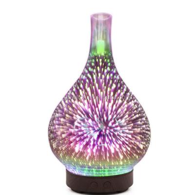 China Home Essential 3D Colors Hotel Fireworks Portable Oil 7 Diffuser Ultrasonic Glass Aromatherapy Diffuser Air Humidifier for sale