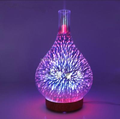 China Unique Glass Hotel 7 Colors 3D Firework Essential Oil Diffuser Aroma Diffuser Air Humidifier 100ml For Home Bedroom Office Yoga Spa for sale