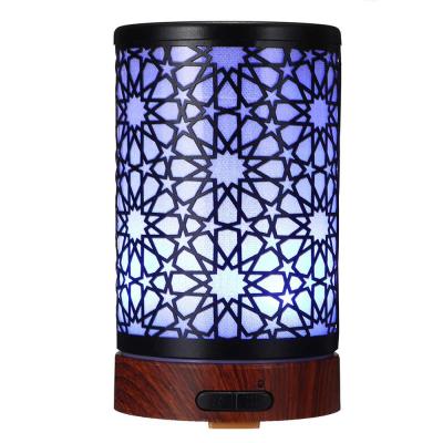 China 2019 Home Office Bedroom Lobby Hotel Unique Product Kaleidoscope Aroma Diffuser 100ML Mini Size Ultrasonic Metal Humidifier with 7 LED Light Change for sale