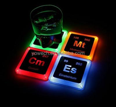 China Children's Radioactive Periodic Table of Elements Plastic Glowing Coaster Set LED Coaster Flash Coaster for Party Bar for sale