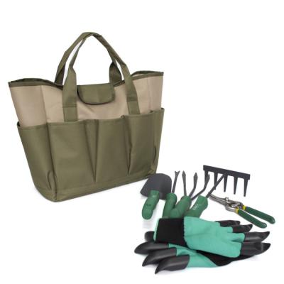 China Durable Outdoor Professional Lady Army Green Garden Tote Tool Bag for sale