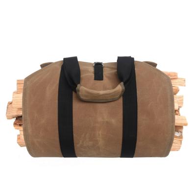 China Outdoor Sturdy Bag 98 x 41cm Large Capacity Canvas Firewood Carrier Storage for sale