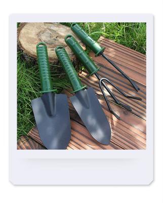 China Black Steel+PE Anti Rust Black Steel 4 Pieces Hand Garden Tool Kits Include Trowel Shovel Rake Cultivator Weeder for sale