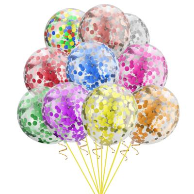 China Morden 12 Inch 10 Pcs Balloon Confetti Helium Baby Shower Birthday Party Wedding Decoration Transparent Sequins for sale