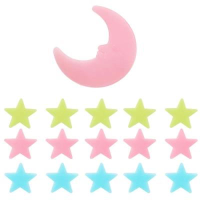 China Hotel Colorful Glow in the Dark Luminous Fluorescent Plastic Stars and Moon Wall Stickers Christmas Kids Bedroom Wall Stickers for sale