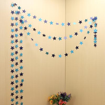 China Gift Toy 4m Gold Silver Blue Paper Jam , Star Pentagon Paper Twine Flower Party Window Christmas Pendant for sale