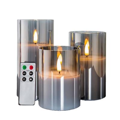 China Flameless Flameless Glass Candles with Remote Package, Realistic Battery Flickering Candles with Remote for sale