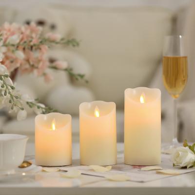 China Remote Control Shining Electronic Wax Candle Flame Swing Candle Movable Plastic Lamp Three-Piece Set LED Electronic Wax Analog Timing Candle for sale