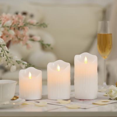 China Three-Piece Christmas Flame Household LED Teardrop Moving Candle Party Flameless Lamp Battery Operated Remote Control for sale