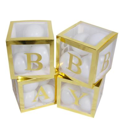 China Gold Recyclable Gender Reveal Party Decorations Set For Boy , Girl Baby Boxes With Letters For Baby Shower Decorations for sale