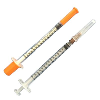 China Hospital Disposable Household Insulin Orange 1ml Syringe For Diabetes for sale