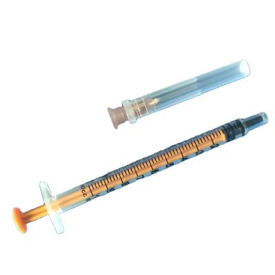 China 100U 30G 1ml Disposable Disposable Insulin Syringe Painless Orange Factory Manufacture for sale