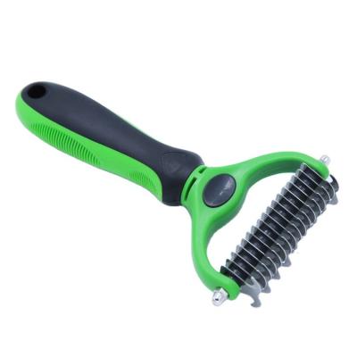 China Professional Long Hair Sustainable Pet Shedding Brush Rake Comb Dog Hair Blade for sale