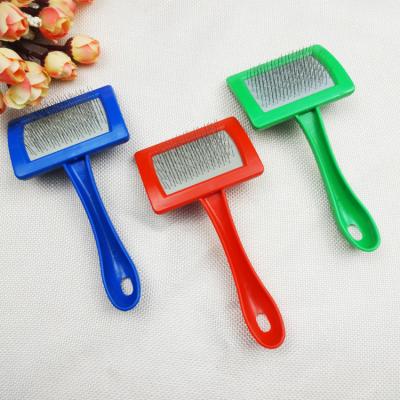 China Best Stocked Selling Eco-Friendly Remover Comb Plastic Pet Puppy Hair Slicker Brush Cat Grooming for sale