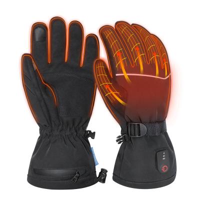 China Hand Warmer Rechargeable Battery Electric Winter Sports Outdoor Thick Heated Gloves, Black Gloves for sale