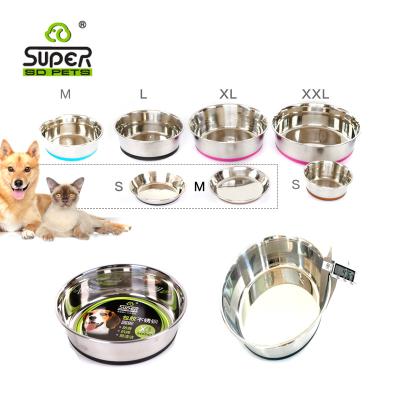 China Sustainable Stainless Steel Bowl With Anti-Slip Silicone For Dog Cat Food Water Feeder Bowl for sale