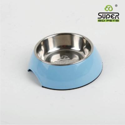 China Durable Melamine Anti-Slip Rubber Base Dog Bowl for sale