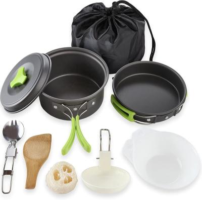 China light & 2-3 Person Portable Portable Aluminum Alloy Non Sticking Camping Cookware Set for sale