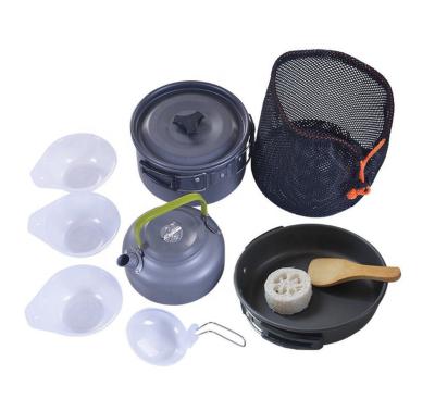 China light & 10 Piece Portable Nonstick Outdoor Kitchen Cookware Set With Pots And Pans for sale