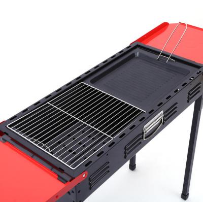 China Outdoor Portable Type BBQ Grill Carbon Steel Adjustable Height Foldable Charcoal Grill for sale