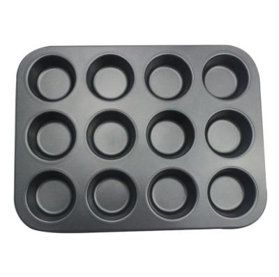 China Sustainable Non-Stick Carbon Steel 35.4x26.5x3cm 12 Cavity Home Roll Molds Baking Trays for sale