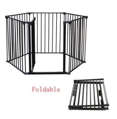 China Easy Assembly Customized Panels Black Metal Fence 5 Panels With Door Or Without Door for sale