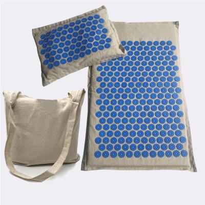 China Custom Acupressure Mat And Pillow Set Logo Coconut Fiber Massage Yoga Acupressure Mattress Massage Kit for sale