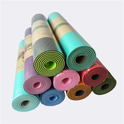 China Professional Yoga Pilate Hot Yoga Double Layer Eco-friendly Non Slip Design Exercise Gym Fitness 6Mm Custom Tape Yoga Mat for sale