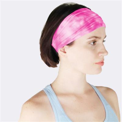 China Breathable Soft Sweat-absorbent Logo Tie Dye Sports Hair Band Stretch Fitness Sporty Headband Sports Customized for sale