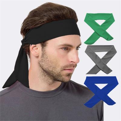 China 100% Polyester Moisture Wicking Ninja Sport Tie Back Custom Printed Headbands Tie Back Headband For Sport for sale