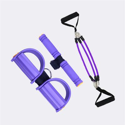 China Durable Good Quality Multifunctional Band 3 Tube Adjustable Resistance Band Sit Up Pull Rope With Foot Pedal Home Exercise Equipment for sale