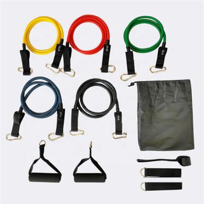 China Latex Carry Bag Included Pilates Yoga Free Weighted Exercise Tube Fitness Tubing With Handles for sale