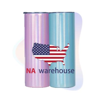 China Viable USA warehouse fast shipping 20oz stainless steel double wall shade shimmer sublimation tumbler glitter for sale