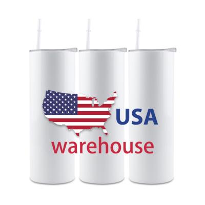 China USA Warehouse 20oz Sustainable White Straight Sublimation Masks Stainless Steel Tumblers With Straws for sale