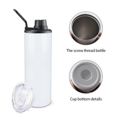 China Sustainable USA Warehouse Stocked White Upright Empty Stainless Steel Sublimation Tumblers 20 Ounce With Two Lids for sale