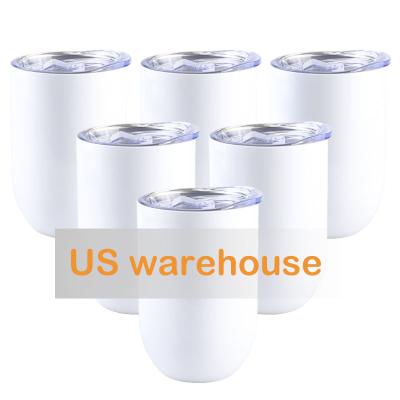 China Sustainable USA Warehouse Stainless Steel Double Wall Whites Upright Wine 12oz Egg Sublimation Tumblers for sale