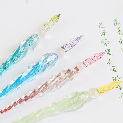 China Promotional Pen Crystal Glass Dip Pen Fountain Pen With Colorful Promotional Signatures For Gift for sale