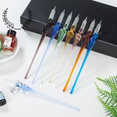 China Gift Box Promotional Glass Set Dip Pen Threaded Pen Glass Pen Set Manufacturer Glass Creative Gift Dip Pen Promotional Items for sale