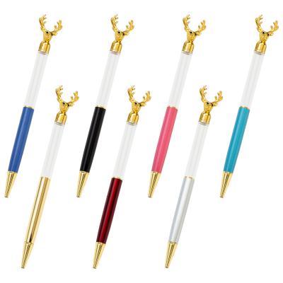 China office & School Pen 2020 Hot Sales Christmas Deer Shape Empty Tube Tip Pen YiWu Color Rose Gold DIY Can Glitter Floating Filling Ball Pens for sale