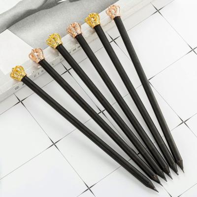 China office & School Pencil Customized Company Logo Crystal Pencil With Crown For Gift for sale