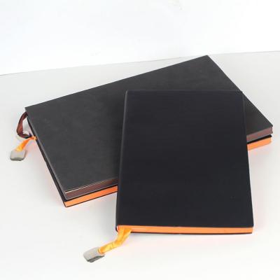 China Printed Black Classic Leather Notebook Customized Logo Metal Bookmark For Business for sale