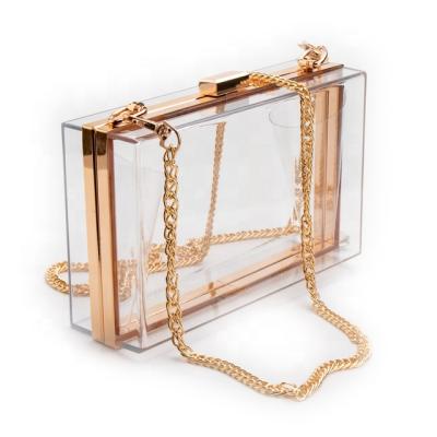 China 2020 fashion eco-friendly acrylic clear purse cute transparent cross - body bag handbag, shoulder evening chain clutch bag for sale