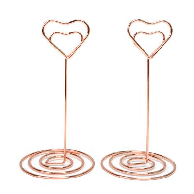 China Metal Promotion Fancy Gold and Rose Gold Heart Shape Star Shape Metal Name Card Photo Holder Clip for sale