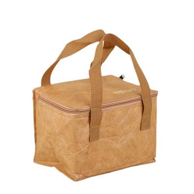 China 2021 Lunch Waterproof Food Delivery Washable Thermal Insulated Portable Picnic Shopping Kraft Paper Zipper Bag for sale