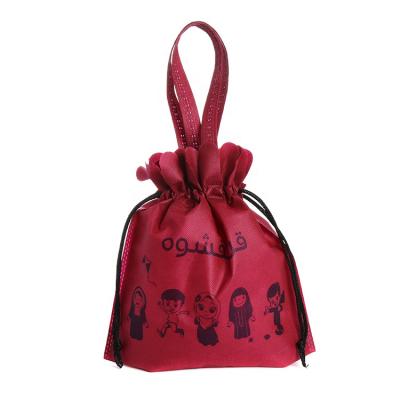 China Portable Custom Logo Printed Nonwoven Shopping Bags Nonwoven Drawstring Gift Bag for sale