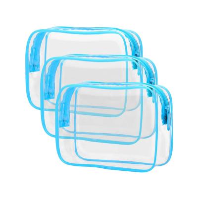 China Large Capacity Customized Transparent Waterproof Cosmetic Bag With Zipper Portable Clear PVC Makeup Bag Cosmetic Pouch For Vacation Travel for sale