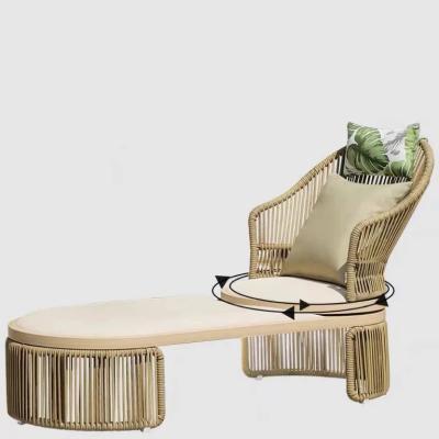 China Modern Luxury design rope weaving aluminium terrace outdoor garden furniture modern pool chairs sun lounger for sale